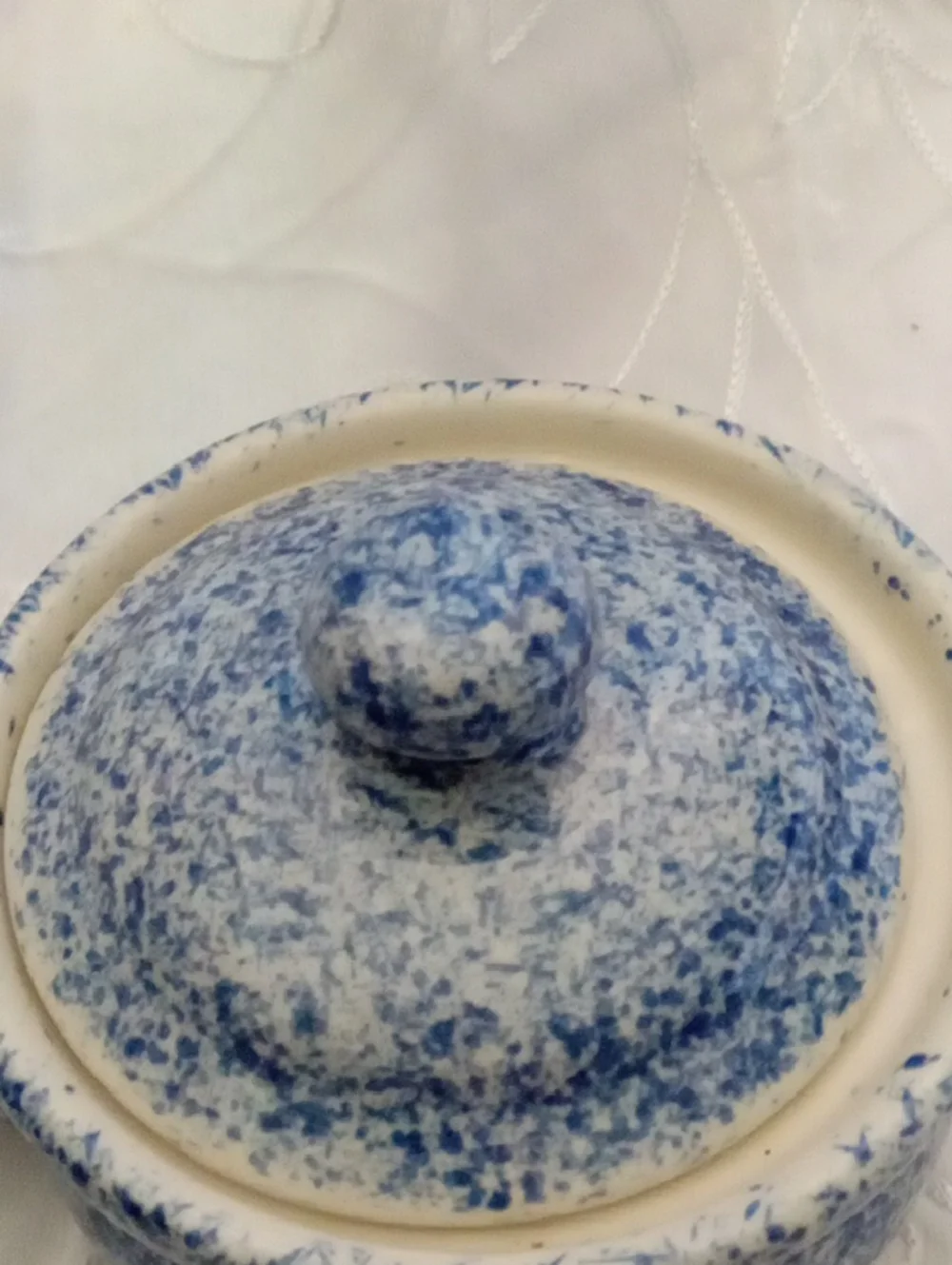 2 Blue Spongeware Soup Taureens